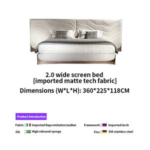 विस्तारित हेडबोर्ड के साथ लक्जरी बिस्तर आधुनिक नरम शैली चमड़े के बिस्तर फ्रेम रानी/किंग आकार नाइट स्टैंड के साथ - Product Image 6