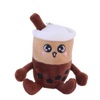 Porte-clés en peluche tasse de thé au lait perlée mignonne de 12 cm, jouet doux, cadeaux personnalisés en gros