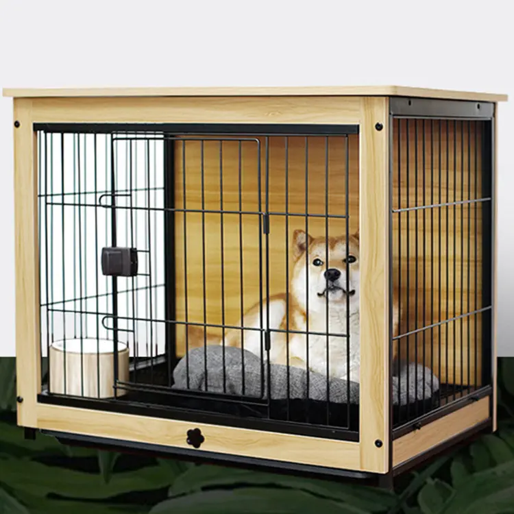Grande cassa per cani mobili per 2 cani in legno gabbia per cani mobili con divisore rimovibile porta scorrevole TV Stand interno canile