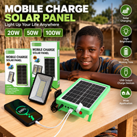 Lampe de travail solaire rechargeable 20W 50W 100W, lampe d'urgence avec panneau solaire pour la maison, le camping, le marché nocturne, l'éclairage extérieur