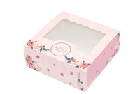 Boîte à cupcakes rose avec fenêtre, en carton, vente en gros, pas cher, pour mariage, fête, emballage cadeau, pâtisserie GNBHA005