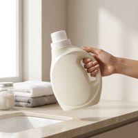 Bouteille de détergent à lessive en plastique HDPE jaune pâle de grande capacité 1200 ml 1,2 L avec bouchon à vis, emballage pour produits chimiques quotidiens