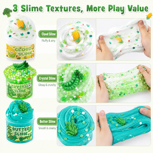 Kit de Slime Vegetal Verde al por Mayor, 6 Vasos de Slime de Cristal Nube, Juguete Sensorial Antiestrés, Set de Caja de Regalo Personalizada OEM - Product Image 3