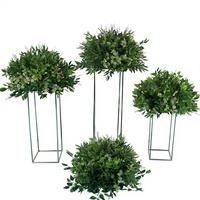Boule de fleurs artificielles en soie de genévrier vert pour le commerce transfrontalier, décoration de mariage sur piste, arrangement de sol pour scène et allée
