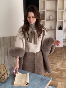 <span class=keywords><strong>Manteau</strong></span> en fourrure de renard mi-longue, couleur assortie, double face, en <span class=keywords><strong>laine</strong></span>, pour femmes - Product Image 2