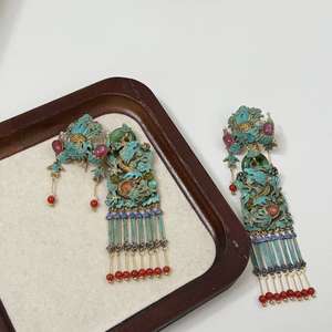 أقراط متدلية أنيقة بتصميم التنين والعنقاء - إكسسوار حفلات أحمر يرمز للحظ السعيد في المناسبات - Product Image 3