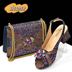 Conjunto de Zapatos y Bolso Italianos 2025 con Piedras Inmyshop, Zapatos de Tacón Alto, Nuevos Estilos, Zapatos Italianos de Plataforma para Mujer para Navidad - Product Image 1