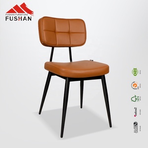 Silla de Comedor Metálica Elegante, Moderna y de Lujo, Tapizada en Cuero PU Marrón, Estilo Industrial para Restaurante, Cafetería, <span class=keywords><strong>Bistro</strong></span> - Product Image 5