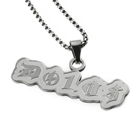 Collier pendentif en métal avec logo personnalisé, lettrage en acier inoxydable résistant à la corrosion