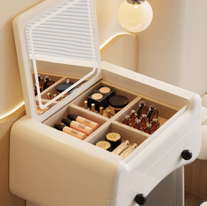 Petite armoire de rangement de 65 cm intégrée à la chambre, mini table de maquillage rabattable, table de chevet - Product Image 1