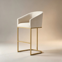 Tabouret de comptoir en acier tubulaire avec coussin en mousse moelleuse, accoudoir incliné, en tissu, pour bars et cafétérias universitaires