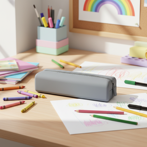 Trousse à crayons étanche en silicone de qualité alimentaire, écologique, avec fermetures éclair, facile à ouvrir, organiseur de pinceaux de maquillage pour femmes et enfants - Product Image 5