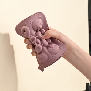 Molde de cubitos de hielo de oso de silicona reutilizable respetuoso con el medio ambiente al por mayor, formas 3D flexibles duraderas con tapa de fácil liberación, congelador, uso de alimentos - Product Image 2
