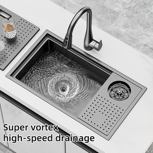 Lavello da Bar MOSHE in Acciaio Inox Nascosto con Copertura e Rubinetto, Nero Nano, Fatto a Mano, Vasca Singola, Design Tedesco, per Uso su Isola o Bancone Bar - Product Image 5