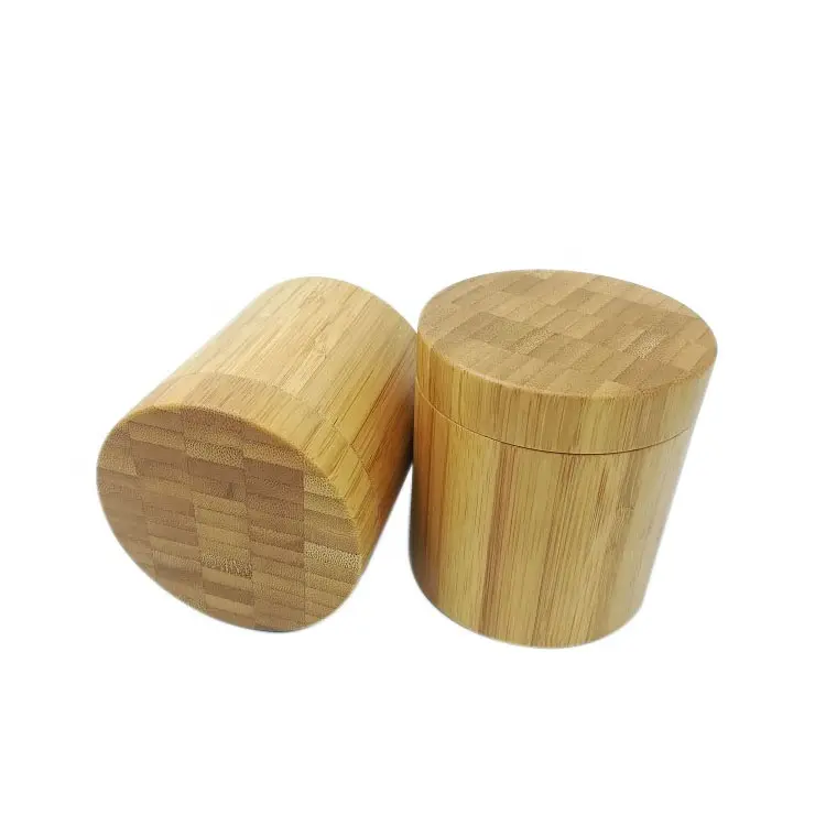 Pot en plastique et bambou en bois 100g récipient cosmétique de luxe pot en bois vide fabricant/vente en gros