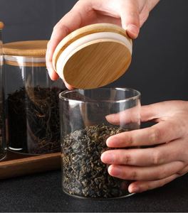 300ml 800ml Borosilicate Bamboo Lid Large Glass Storage Jars <b>Set</b> Glass <b>Sugar</b> <b>Coffee</b> <b>Tea</b> Canister With Bamboo Lid for Kitchen - Product Image 6