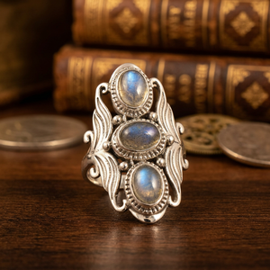 Bague en argent sterling 925 avec pierre arc-en-ciel faite à la main, taille personnalisable, bague plaquée argent sterling 925, bagues bohèmes, bagues tendance - Product Image 4