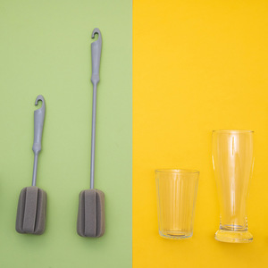 Brosse à tasses, brosse à bouteilles, éponge à récurer en laine d'acier, brosse de nettoyage à long manche, petite brosse de cuisine domestique avec boucle de suspension - Product Image 2