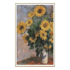 Dipinto a Olio di <span class=keywords><strong>Girasoli</strong></span> Incorniciato su Tela 60x90cm con Cornice Dorata per Soggiorno e Arredamento Casa - Product Image 1