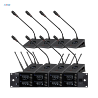 Système de micro sans fil col de cygne 8 canaux HKNC HK-D402-8S UHF 610-670MHz avec piles AA, connecteur XLR et câble de données pour église et mariage
