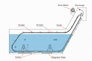 Séparateur magnétique à plaque inférieure pour réservoir 750-4500LPM 10-100µm, élimination des copeaux, sans pompe, faible coût d'entretien - Product Image 2