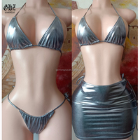 2026 Dames Luxe Zwemkleding Set Aangepaste Logo Sexy 3-delige Fitness Micro Mini Bikini Effen Fruit Badpak 3 Stuks Set