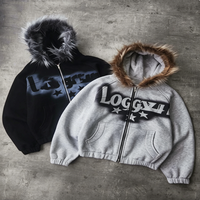 Veste à capuche personnalisée style européen et américain, imprimée, à manches longues, 100% coton, pour l'hiver, style vintage, tendance streetwear Y2K