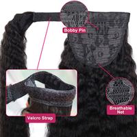Extension de cheveux humains vierges brésiliens - Queue de cheval Kinky Straight Magic Paste pour femmes noires