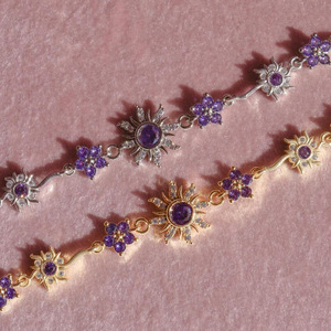Pulsera de Eslabones con Corona de Flores de <span class=keywords><strong>Rapunzel</strong></span>, Brazalete de Latón, Linda y Dulce - Product Image 1