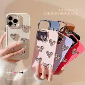 เคส3D รูปหัวใจเคลือบด้วยไฟฟ้าหรูหราสไตล์<span class=keywords><strong>เกาหลี</strong></span>เคส <span class=keywords><strong>iPhone</strong></span> 14สำหรับ16 PRO MAX 15 PLUS 13 12 11 xsmax XR - Product Image 2