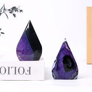 Healing Polished Crystal Healing Stone Craft Black <b>Purple</b> Agate Flame Carvings Crystal Flame Ornament - Product Image 5