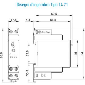 Minuteur mécanique pour escalier Finder 16A 230VAC, temporisation 10 min, IP21, ABS, Modèle 14.71.8.230.0000 - Product Image 4