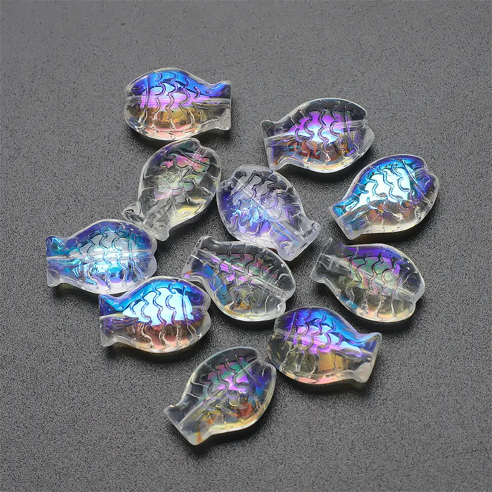 YAMEGA Kristall 30 Stück pro Beutel 10 × 14 mm mehrfarbiges Glas Fischperlen Armband Ohrring Halskette Herstellung von Kristallfischperlen