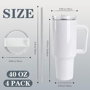 Sublimation Stainless <b>Steel</b> Tumbler Handle Straw Vacuum Insulated BPA Free 6-12 Hours Thermal Insulation Travel <b>Bottle</b> 40 oz - Product Image 3