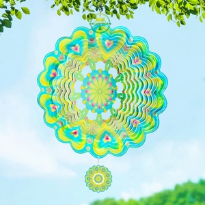Molino de Viento Mandala Estrellado de 12 Pulgadas, Patrón Geométrico de Acero Inoxidable Cortado con Láser en 3D, Adornos de Jardín, Molino de Viento Colgante - Product Image 5