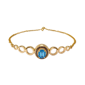 Brazalete de Acero Inoxidable Chapado en Oro Fino con Cristal Azul en el Centro, Elegante Brazalete de Joyería para Mujer - Product Image 2