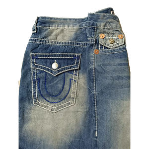Jeans Authentic <span class=keywords><strong>Faith</strong></span> para Hombre de Verano Estilo Hip Hop Acampanados de Mezclilla Tejida, Corte Recto Holgado y Extra Grande con Gran Buda - Product Image 2
