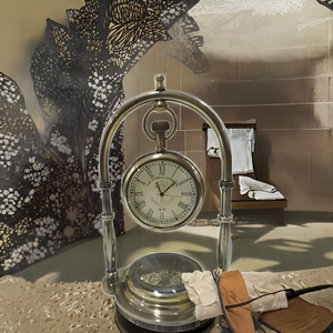 Handmade Antique Brass Table <b>Clock</b> and Base Compass Classic Desktop Accessory for Office and Study Room - Product Image 2