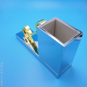 Custom Metal Pen Holder <b>Square</b> Geometric <b>Key</b> Design Gold Silver Electroplated Office Desktop Decor Gift - Product Image 3