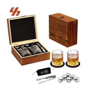 Ensemble de verres à whisky pour hommes, <span class=keywords><strong>2</strong></span> pièces, verres à whisky en cristal avec pierres à whisky, comprenant une boîte en bois et un ensemble de verres à whisky - Product Image 1