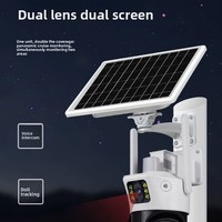 Caméra de surveillance solaire extérieure RSCAMTOM V380 à double objectif 4G/WiFi avec stockage sur le cloud et carte SD, surveillance à distance par téléphone portable pour usage domestique