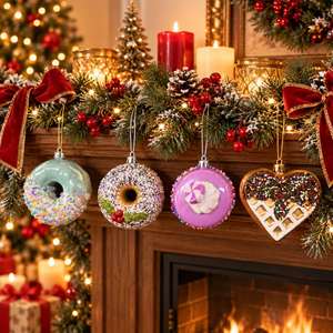 Xmas Home Holiday Party Gift Candy Donut Macaron <b>Chocolate</b> <b>Heart</b> Design Hanging Decor Christmas Tree Dessert Ornaments - Product Image 4