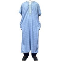 2025 gros arabe maroc manches courtes Thobe caftan vêtements islamiques broderie musulman arabie saoudite Thobe pour hommes