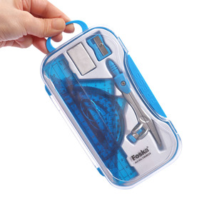 Foska văn phòng phẩm và trường học Nguồn cung cấp đa màu thước đo góc Class kim loại la bàn Divider 8 cái hộp hình học cho lớp Toán - Product Image 2