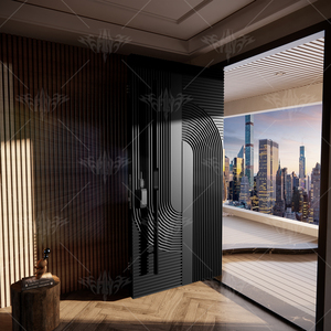 Italian Luxury Design Entrance Door Exterior Security Front Pivot Door Modern Entry Black Aluminum Pivot Door