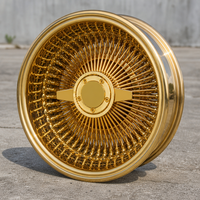 Jantes en fil d'acier forgé 13-15 pouces Or Chrome 4 trous Low Rider Spinner Hub Haute Performance Voiture Classique ODM