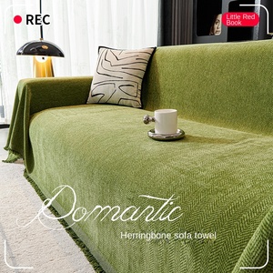 25 moderno semplice copridivano in ciniglia tessuto a spina di pesce universale per tutte le stagioni coperta antiscivolo <span class=keywords><strong>tende</strong></span> mantovane - Product Image 1