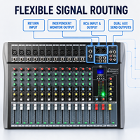ET-120SUSB Mixeur audio 12 canaux 16 DSP Bluetooth USB MP3 Égaliseur 3 bandes Alimentation fantôme 48V pour enregistrement en studio Diffusion en direct DJ