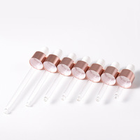 Compte-gouttes brillant argenté, tube de sérum or rose, bulbe en caoutchouc de silicone, bouchon en aluminium perforé, compte-gouttes 18 mm, capuchon compte-gouttes cosmétique
