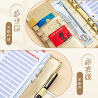 Vente en gros A6 Classeur à anneaux de luxe coloré en or Planificateur budgétaire comme classeur d'argent Organisateur/Journal et ensemble de stylos